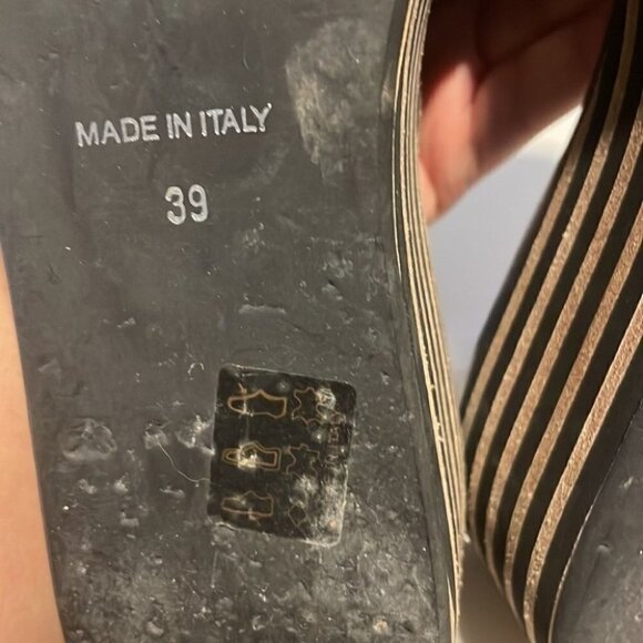 ateliers platform striped ruffle studded leather sandal made in Italy sz 39 - Picture 12 of 14